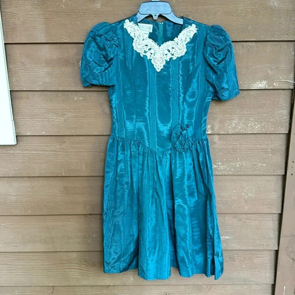 Vintage Jessica McClintock Gunne Sax emerald green Preteen size 12 - Picture 1 of 5